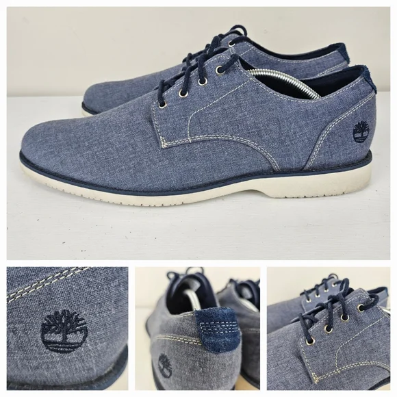 Timberland Men`s Woodhull Denim Canvas Oxford Dress Casual Shoe Sz 12 - Picture 1 of 14